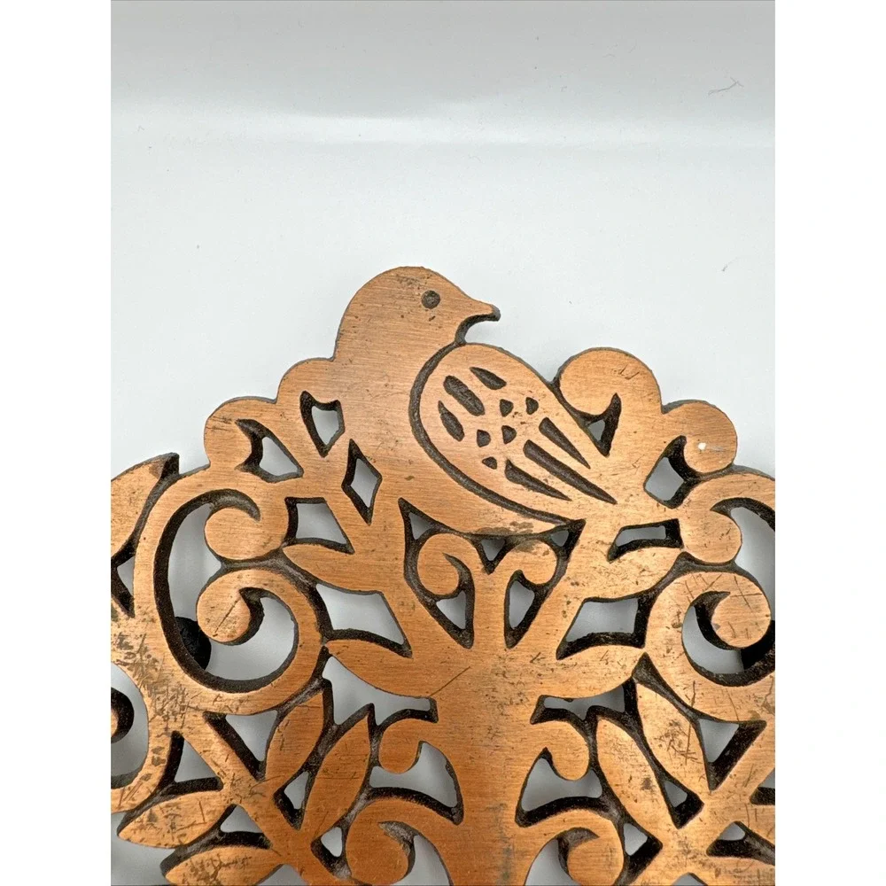 Tree Of Life Trivet Copper Bird Dove Retro‎ Wall Hanging Decor 1970s